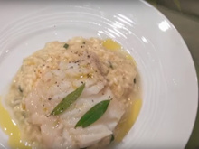 Pavé de lieu à la verveine et son risotto