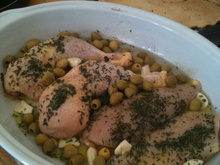 Poulet à l'ail et aux olives