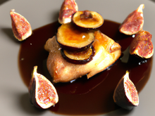 Chapon au miel, aux figues et au foie gras