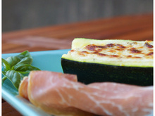 Courgettes farcies au fromage frais et jambon de Parme