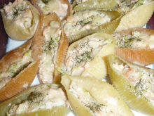 Pâtes gratinées farcies au saumon, ricotta et poireaux