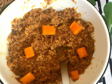 'Crumble quinoa' à la purée de carottes - pommes-de-terre et au tofu