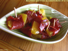 Bouchées apéritives au canard séché et à l'orange