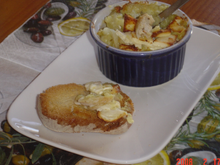 Gratin au poulet et crème d'artichauts.