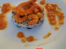 Gambas & son coulis de tomates épicé