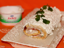 Bûche au cottage cheese ventrèche de thon et saumon fumé