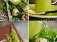 Velouté d'asperges à la crème parfumée au jambon sec