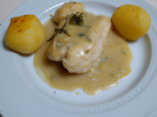 Chapon poché au lait