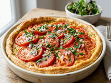 Tarte à la tomate, moutarde et herbes fraîches
