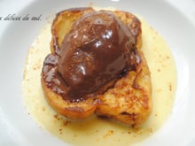 Brioche perdue aux poires choco, piment d'espelette