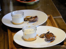 Pigeon rôti accompagné de sa purée de potimarron et de son émulsion Tomme de Savoie et carvi