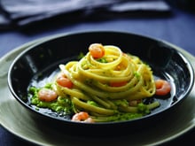 Linguine au Pesto Genovese et crevettes