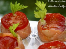 Terrine de saumon crabe et mousse d'asperges