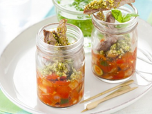 Verrine d'agneau à la ratatouille confite