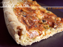 Tarte salée au bleu, noix, edamame, pâte brisée maison