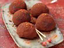 Truffes choco fraises au piment d'Espelette