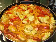 Mango-poulet, et son riz au gingembre