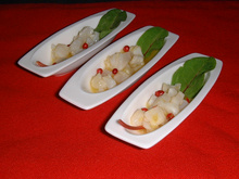 Dès de noix de pétoncles aux agrumes