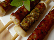 Brochette boudins blancs chorizo