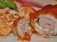 Saltimbocca de porc à la mozzarelle & tomates basilic