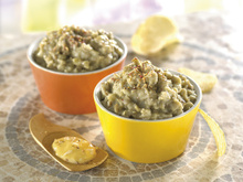 Caviar d'aubergine fumé à la moutarde forte