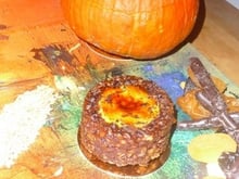 Croûte de petit épeautre aux parfums de Noël et au chocolat noir- Crème brûlée à la citrouille et à l'orange - Sirop épicé