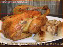 Poulet farci au pain aillé