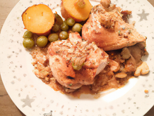 Chapon aux griottes et  aux pralines