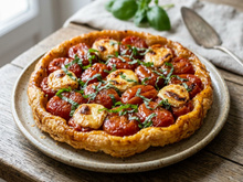 Tarte tatin tomates, basilic et chèvre