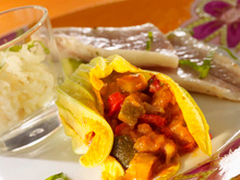 Fleur de courgette à la ratatouille et basilic frais