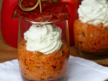 Verrine chorizo, poivron, chèvre