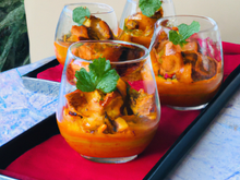 Verrines de poulet au curry rouge