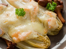 Endives aux champignons des bois gratinées au Saint Albray