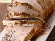 Roti de porc à la moutarde sauce crème échalotes