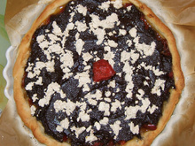 Tarte chocolatée aux amandes et poivrons confits