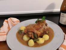 Coq a la bière et genièvre