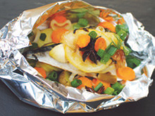 Papillotes de filets de lisettes et primeurs de Bretagne au sancerre