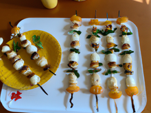 Brochettes de St-Jacques à l'ail et au lait de coco