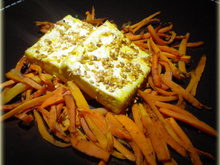 Tofu roti à l'orange, julienne de carottes