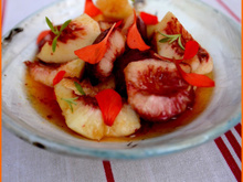 Salade de pêche 'sauvage' au curcuma frais