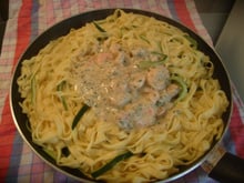 Crevettes à la crème et ses deux tagliatelles