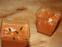 Velouté de poivron rouge et chèvre frais