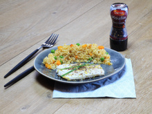 Boulgour aux petits légumes d'hiver, filet de poisson vapeur