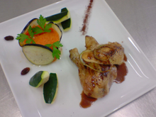 1/2 coquelet au chocolat, écrasé de potiron