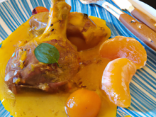 Cuisses de pintade et sauce clémentine et curry