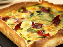Tarte aux poireaux, au Saint Albray et au bacon