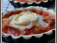 Pizettes chèvre et oignons caramélisés (pizza)