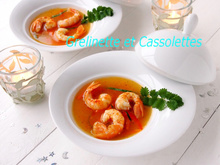 Nage safranée de langoustines aux petits légumes