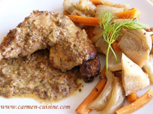 Cuisses de poulet aux épices et sauce moutarde à l'ancienne