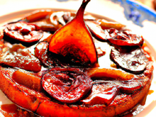 Tatin de poires à la confiture de figues, noix et cognac